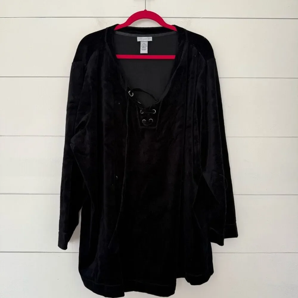 Catherine’s Women’s 4X Black Lace Up Sweatshirt Sweater New Plus Size